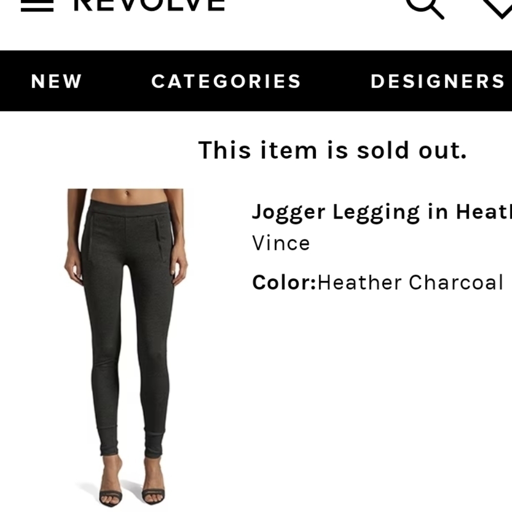 Indie Vince Jogger Legging in Heather Charcoal Women's Size Small Revolve